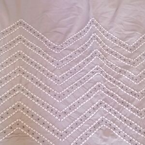 IKEA Dove Grey Queen Boho Button Up Embroidered Duvet. 87" x 84"